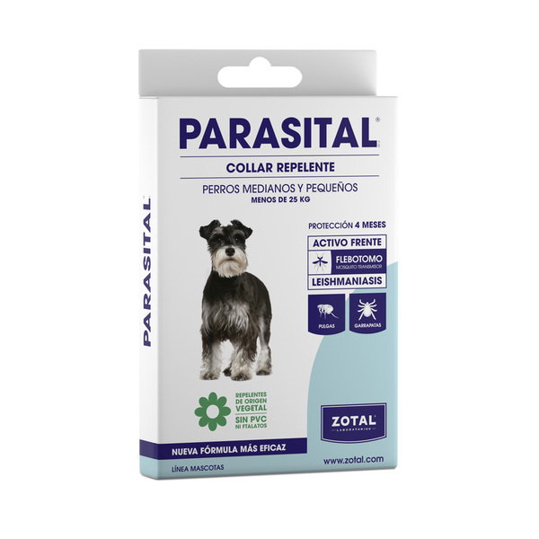 Parasital Collar Antiparasitario y Repelente para Perros de Talla Pequeña-Mediana, 60 cm