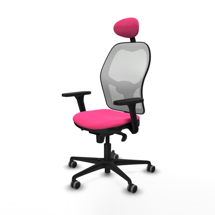 PIQUERAS Y CRESPO Silla de oficina Jorquera con mecanismo Sincro, Rosa y Blanco