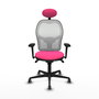 PIQUERAS Y CRESPO Silla de oficina Jorquera con mecanismo Sincro, Rosa y Blanco