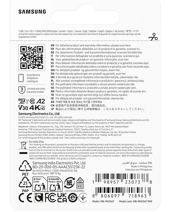 SAMSUNG T9 MicroSDXC 256 GB MB-MH256T/WW SAMSUNG T9 MicroSDXC 256 GB MB-MH256T/WW