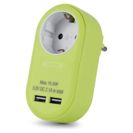 ENTAC Adaptador de enchufe EPAG-1EE-2USB-L con 2x USB-A lima