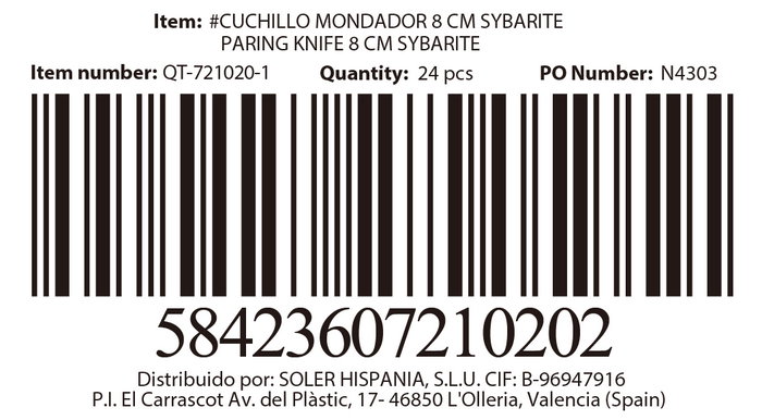 Quttin Cuchillo Mondador Sybarite 8 cm (24 Unidades) Quttin Cuchillo Mondador Sybarite 8 cm (24 Unidades)