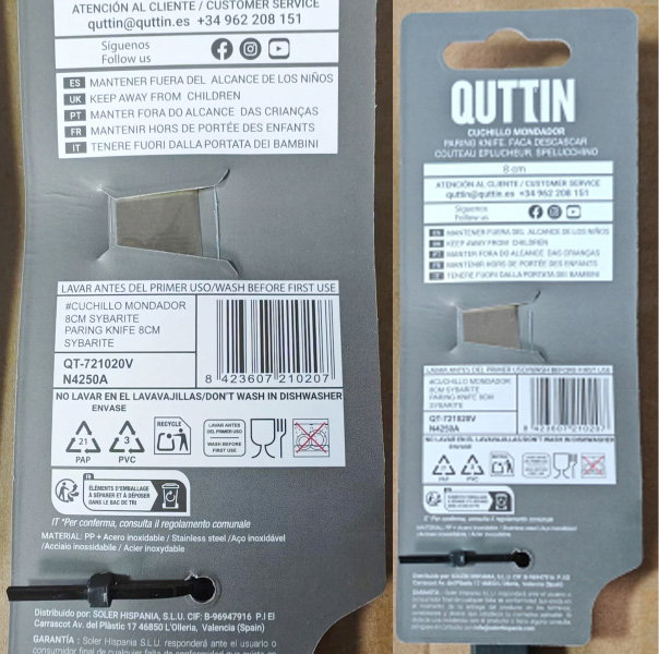 Quttin Cuchillo Mondador Sybarite 8 cm (24 Unidades) Quttin Cuchillo Mondador Sybarite 8 cm (24 Unidades)