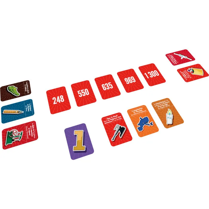 Asmodee La Línea Roja - Juego de Mesa de Adivinanzas Moderno, Formato Portátil con 174 Cartas, Idioma Francés
