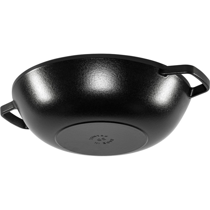 Staub Wok de 30 cm con Tapa de Vidrio, Negro, Hierro Fundido