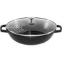Staub Wok de 30 cm con Tapa de Vidrio, Negro, Hierro Fundido