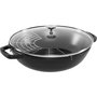 Staub Wok de 30 cm con Tapa de Vidrio, Negro, Hierro Fundido