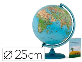 Nova Rico Globo Terraqueo Esfera Safari con Luz Base y Meridiano Color Azul Diametro 25 cm