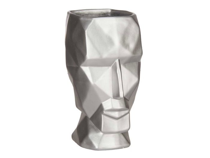 Giftdecor Jarron Cara 3D Plata 12x24.5x16 cm (Set de 4)