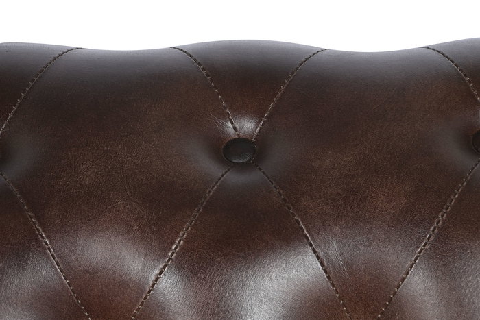 DKD Home Decor Leather top 23 Sofá Vintage Chester 3 Plazas Piel Marrón Oscuro 190 x 77 x 80 cm