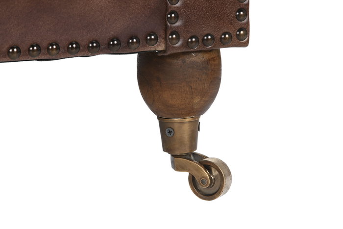 DKD Home Decor Leather top 23 Sofá Vintage Chester 3 Plazas Piel Marrón Oscuro 190 x 77 x 80 cm