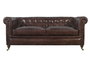 DKD Home Decor Leather top 23 Sofá Vintage Chester 3 Plazas Piel Marrón Oscuro 190 x 77 x 80 cm