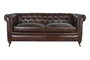 DKD Home Decor Leather top 23 Sofá Vintage Chester 3 Plazas Piel Marrón Oscuro 190 x 77 x 80 cm