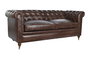 DKD Home Decor Leather top 23 Sofá Vintage Chester 3 Plazas Piel Marrón Oscuro 190 x 77 x 80 cm