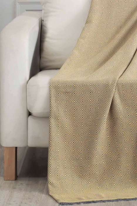 L'essentiel linge de maison Funda de Sofá 175x230 cm Mostaza 100% Algodón Suave y Duradera