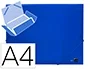 Liderpapel Carpeta Gomas Tres Solapas Polipropileno DIN A4 Color Azul Translucido