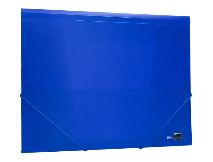 Liderpapel Carpeta Gomas Tres Solapas Polipropileno DIN A4 Color Azul Translucido