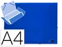 Liderpapel Carpeta Gomas Tres Solapas Polipropileno DIN A4 Color Azul Translucido