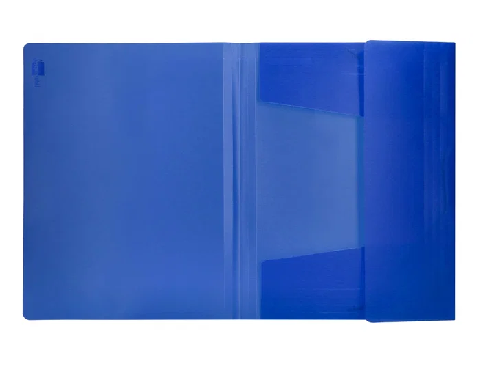 Liderpapel Carpeta Gomas Tres Solapas Polipropileno DIN A4 Color Azul Translucido