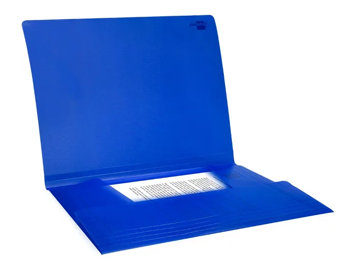 Liderpapel Carpeta Gomas Tres Solapas Polipropileno DIN A4 Color Azul Translucido