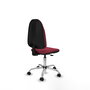 Silla de oficina Algarra con mecanismo Contacto permanente básico tapizada con Tela color Granate. Equipada con Base cromada, Sin brazos y Ruedas autofrenantes