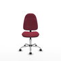 Silla de oficina Algarra con mecanismo Contacto permanente básico tapizada con Tela color Granate. Equipada con Base cromada, Sin brazos y Ruedas autofrenantes