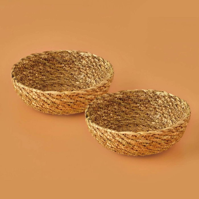 Aberto Design Juego de Cestas de Yute Beige (2 Piezas) - Cestas de Almacenamiento Elegantes y Duraderas, 13x13x5 Pulgadas