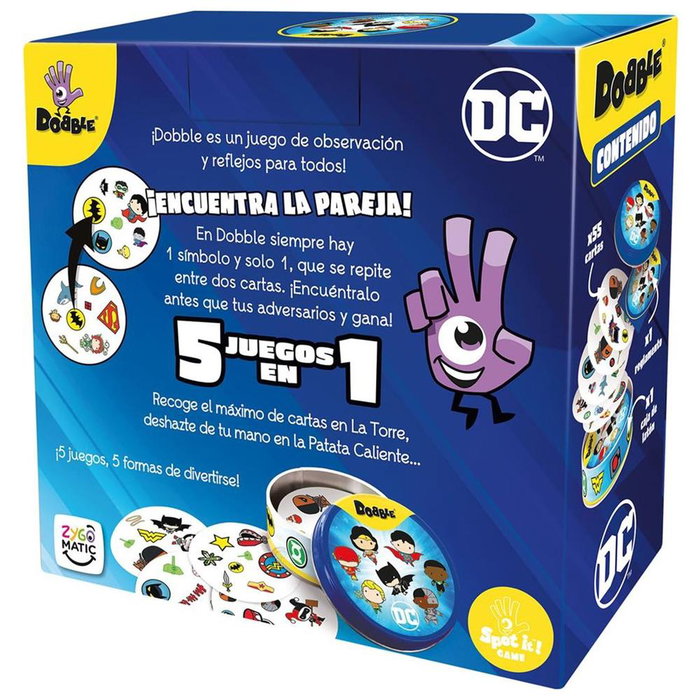 Dobble Juego de Mesa Dobble DC Universe DOBDCU07ES Juego de Cartas para Niños y Adultos