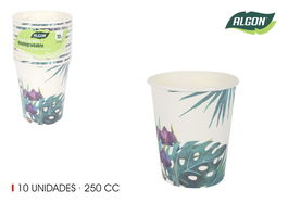 Algon Set 10 Vasos Cartón Tropic 250cc (24 Unidades)