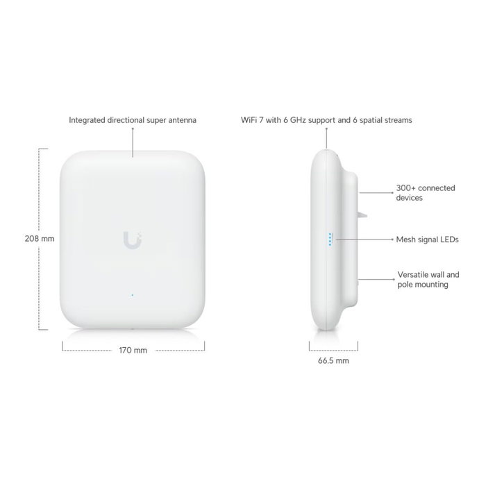 Ubiquiti U7 Pro Outdoor WiFi 7 con IP67 y 2.5 GbE