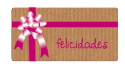 Etiquetas Regalo Adh. Rollo 300 Uds. 59X30 Felicidades Kraft Lazo