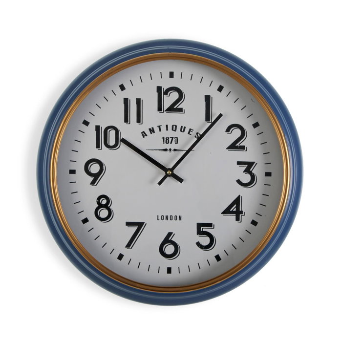 Reloj de Pared Versa Antiques Azul Dorado Madera MDF Madera MDF y metal 5,8 x 42 cm Reloj de Pared Versa Antiques Azul Dorado Madera MDF Madera MDF y metal 5,8 x 42 cm