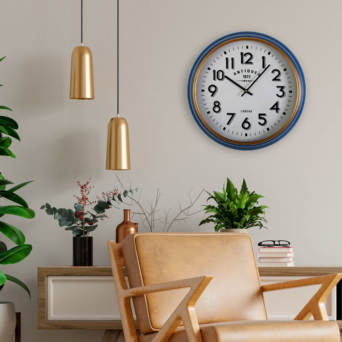Reloj de Pared Versa Antiques Azul Dorado Madera MDF Madera MDF y metal 5,8 x 42 cm Reloj de Pared Versa Antiques Azul Dorado Madera MDF Madera MDF y metal 5,8 x 42 cm