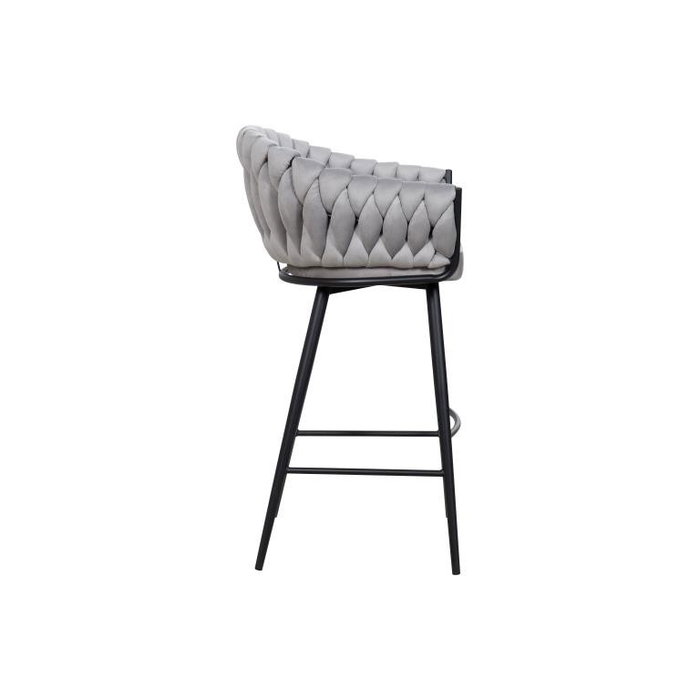 DKD Home Decor Taburete Moderno Gris Negro Poliester Metal 58 x 53 x 101 cm