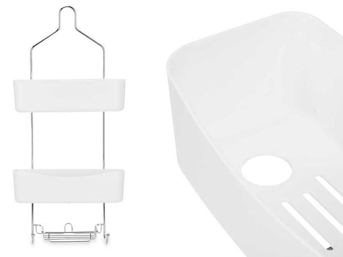 Berilo Estantería Ducha 2 Pisos Blanco 28x14x60 cm (Set de 6)