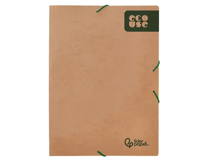 Liderpapel Carpeta de gomas con 3 solapas en cartulina kraft marrón DIN A4+ Liderpapel Carpeta de gomas con 3 solapas en cartulina kraft marrón DIN A4+