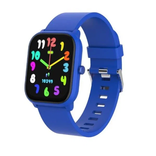 Celly KIDSWATCHBTBL Reloj Inteligente para Niños Smartwatch con Pantalla Táctil 240x240 Píxeles, Monitor Cardíaco, Podómetro, 4 Juegos y Correa de Silicona Suave - Azul