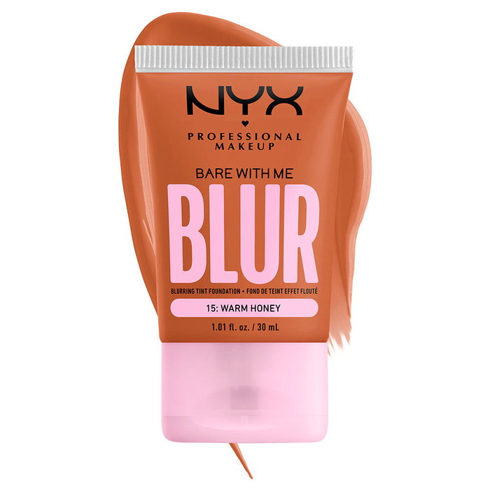 NYX Professional Make Up BARE WITH ME BLUR Base de Maquillaje #15-Warm Honey - Efecto Blur, Piel Suave 12 Horas, 30 ml