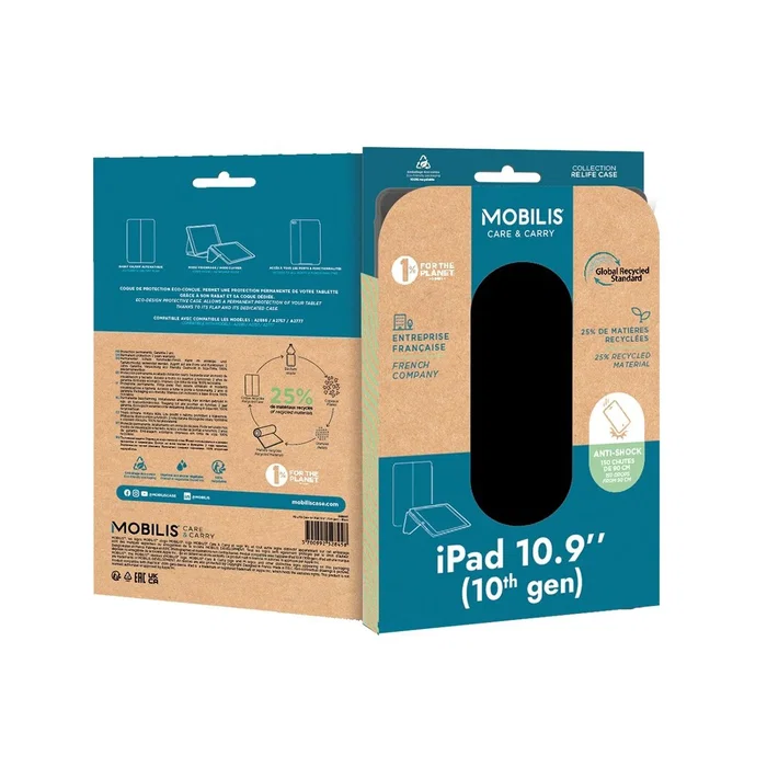 Mobilis 068007 - Funda tipo Libro para Apple iPad 10.9" (10ª Generación) - Negra, TPU, Resistente a Golpes, Modo Espera