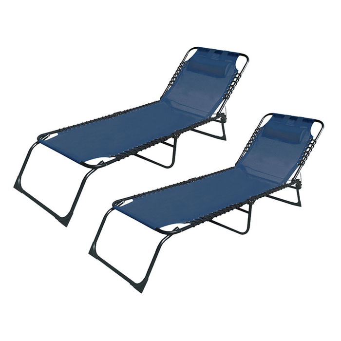 Marbueno Pack de 2 Tumbona Plegable Acero Cojin Jardin y Piscina 190X58X27 Azul MARBUENO SUMMER 10003X2