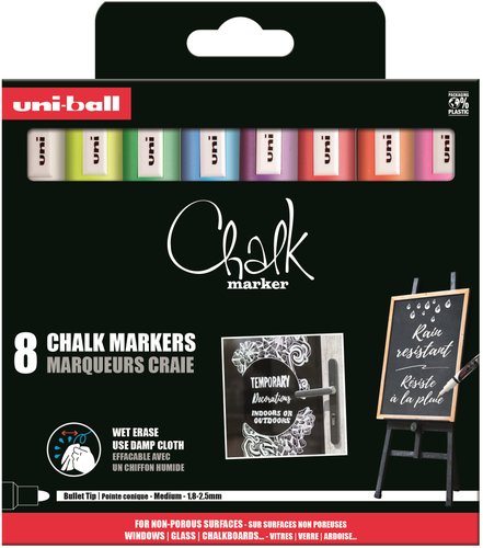 Uni-Ball Chalk Marker PWE-5M/8P Colores Surtidos