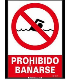 Señal Luminiscente Prohibido Bañarse 21x30 RD40037