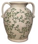 DKD Home Decor Jarrón de Terracota Floral Artesanal Blanco y Verde