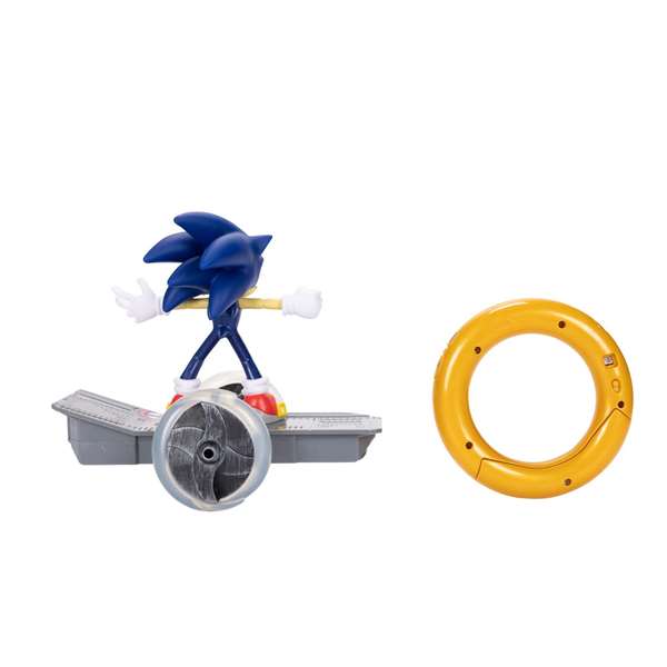 JAKKS Pacific Sonic Figura de Acción con Skate Vehículo Radio Control, Giros 360°, Luces y Sonido, 29 x 25 x 17 cm