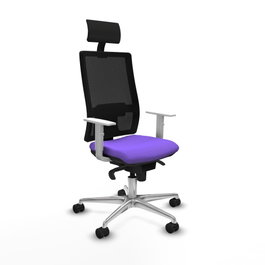 PIQUERAS Y CRESPO Silla de oficina Horna con mecanismo Sincro, Tela Lila y Malla Negra