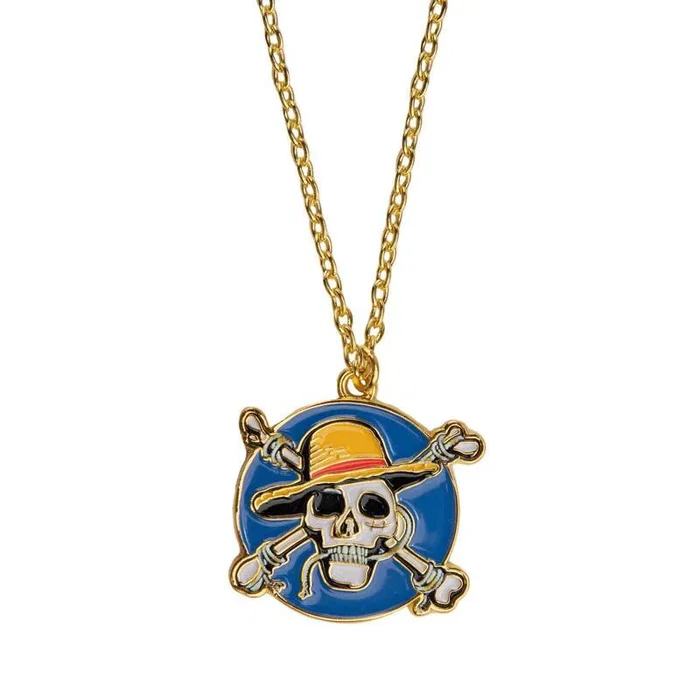Cinereplicas Collar Colgante Monkey D. Luffy Logo One Piece - Aleación de Zinc, Cadena 70 cm