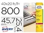 Avery Etiquetas Adhesivas Resistentes 45,7x25,4 mm Permanentes Láser Blancas Caja 800 Unidades