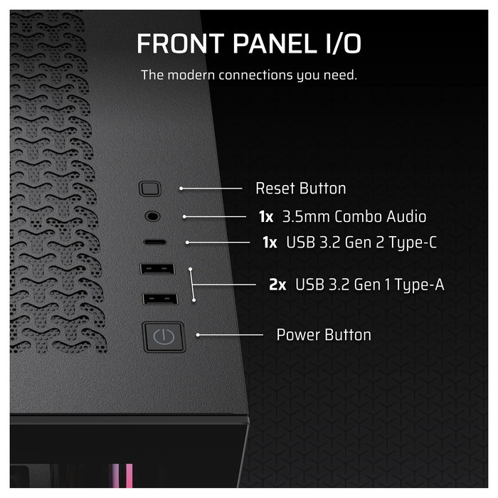 Corsair 3500X RS-R ARGB Midi Tower Caja PC Negro con Cristal Templado, ATX/EATX/microATX/Mini-ITX, 7 Ranuras, 3 Ventiladores 120mm, USB-C, Para Gaming