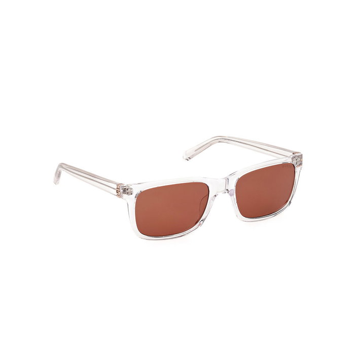 Guess Gafas GU00066 26E - Gafas de Sol para Hombre Rectangulares, Cristal Transparente/Lente Marrón, 55 mm, 150 mm