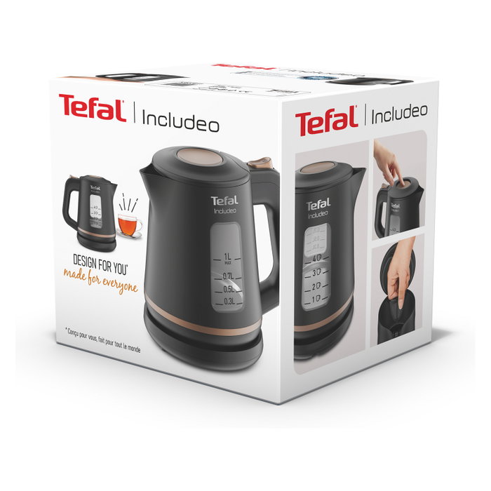 Tefal Includeo KI5338 Hervidor Eléctrico 1 L Negro